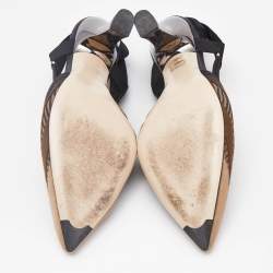 Fendi Black/Beige Fabric and Mesh Colibri Pumps Size 38