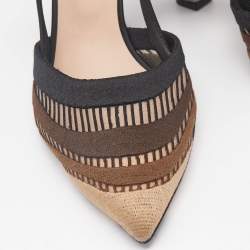 Fendi Black/Beige Fabric and Mesh Colibri Pumps Size 38