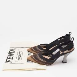 Fendi Black/Beige Fabric and Mesh Colibri Pumps Size 38