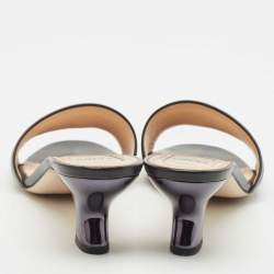 Fendi Black Leather Logo Slide Sandals Size 38