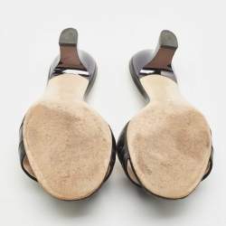 Fendi Black Leather Logo Slide Sandals Size 38