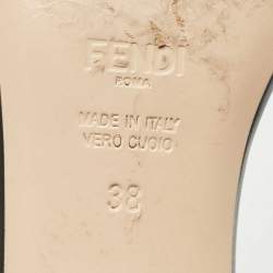 Fendi Black Leather Logo Slide Sandals Size 38