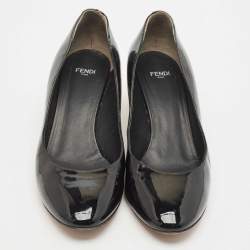 Fendi Black Patent Leather Eloise Round Toe Pumps Size 39.5