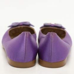 Fendi Purple Satin and Suede Embellished Ballet Flats Size 37