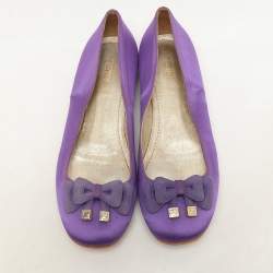 Fendi Purple Satin and Suede Embellished Ballet Flats Size 37