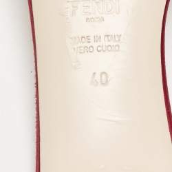 Fendi Red Satin Logo Embroidered Block Heel Slide Sandals Size 40