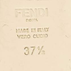 Fendi Blue Embroidered Fabric Crisscross Bow Flat Slides Size 37.5 