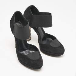 Fendi Black Suede and Elastic Band D'orsay Pumps Size 36