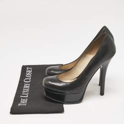 Pre Owned Fendi Black Leather Fendista Platform Pumps Size 38