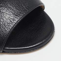 Fendi Black Leather F Logo Heel Mules Size 38