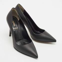 Fendi Black Leather Pointed Toe Pumps Size 35.5