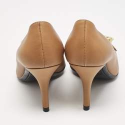 Fendi Brown Leather Chameleon Buckle Detail Pumps Size 36