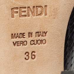 Pre Owned Fendi Black Snakeskin Embossed Leather Bow Open Toe Pumps Size 36