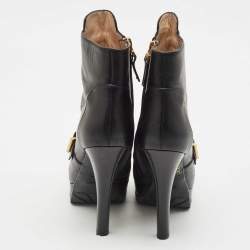 Fendi Black Leather Lace Up Ankle Length Boots Size 36