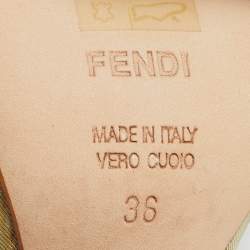 Fendi Multicolor Fabric and Leather Fantasia Ankle Strap Sandals Size 36