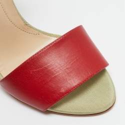 Fendi Multicolor Fabric and Leather Fantasia Ankle Strap Sandals Size 36