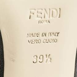 Fendi Black Leather F Logo Mules Size 39.5