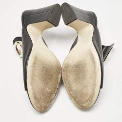 Fendi Black Leather F Logo Mules Size 39.5