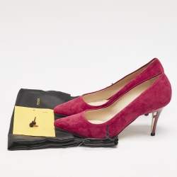 Fendi Magenta Pink Suede Pointed Toe Pumps Size 36