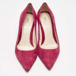 Fendi Magenta Pink Suede Pointed Toe Pumps Size 36