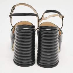 Fendi Black Leather Promenade Platform Sandals Size 37