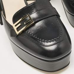 Fendi Black Leather Promenade Platform Sandals Size 37