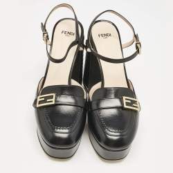 Fendi Black Leather Promenade Platform Sandals Size 37