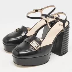 Fendi Black Leather Promenade Platform Sandals Size 37