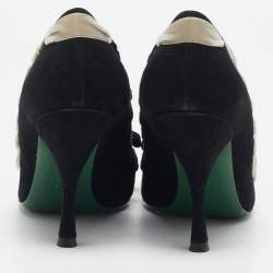 Fendi Black/White Suede Stitched Bow Pumps Size 37