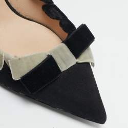 Fendi Black/White Suede Stitched Bow Pumps Size 37