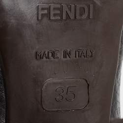 Fendi Dark Brown Selleria Leather Zip Ankle Length Boots Size 35