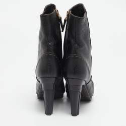 Fendi Dark Brown Selleria Leather Zip Ankle Length Boots Size 35