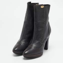 Fendi Dark Brown Selleria Leather Zip Ankle Length Boots Size 35