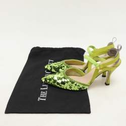 Fendi Green Leather and Sequins Embellished Colibri Lite Pumps Size 36