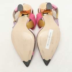 Fendi Multicolor Mesh And Canvas Colibri Slingback Pumps  Size 37