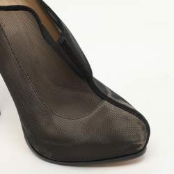 Fendi Black/Beige Mesh and Suede Platform Booties Size 37