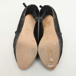Fendi Black/Beige Mesh and Suede Platform Booties Size 37