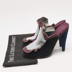 Fendi Multicolor Nubuck Leather and Velvet Mules Size 39