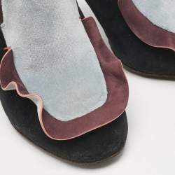 Fendi Multicolor Nubuck Leather and Velvet Mules Size 39