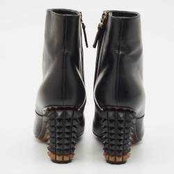 Fendi Black Leather Studded Ankle Boots Size 36