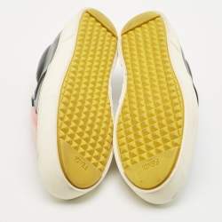 Fendi Black Leather and Shearling F Slip On Sneakers Size 39