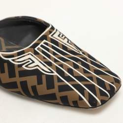 Fendi Brown FF Fabric Freedom Flat Mules Size 38