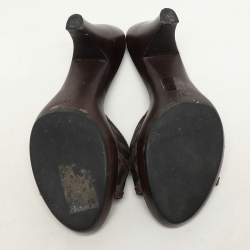 Fendi Brown Zucca Coated Canvas And Leather Slide Sandals Size 37