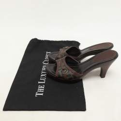 Fendi Brown Zucca Coated Canvas And Leather Slide Sandals Size 37