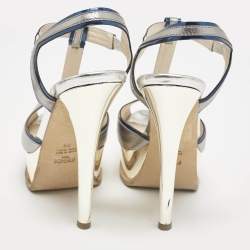 Fendi Metallic Multicolor Leather Fendista Platform Sandals Size 36
