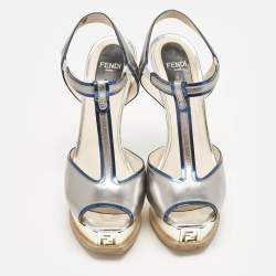 Fendi Metallic Multicolor Leather Fendista Platform Sandals Size 36