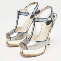 Fendi Metallic Multicolor Leather Fendista Platform Sandals Size 36