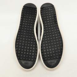 Fendi Black Leather Monster Slip On Sneakers Size 38.5