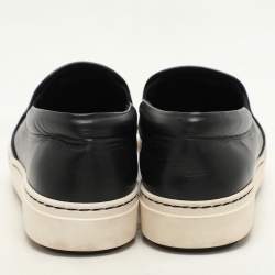 Fendi Black Leather Monster Slip On Sneakers Size 38.5