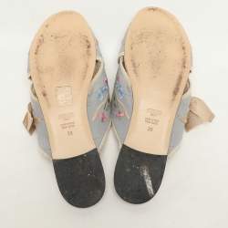Fendi Multicolor Knit Fabric Criss Cross Bow Flat Slides Size 39